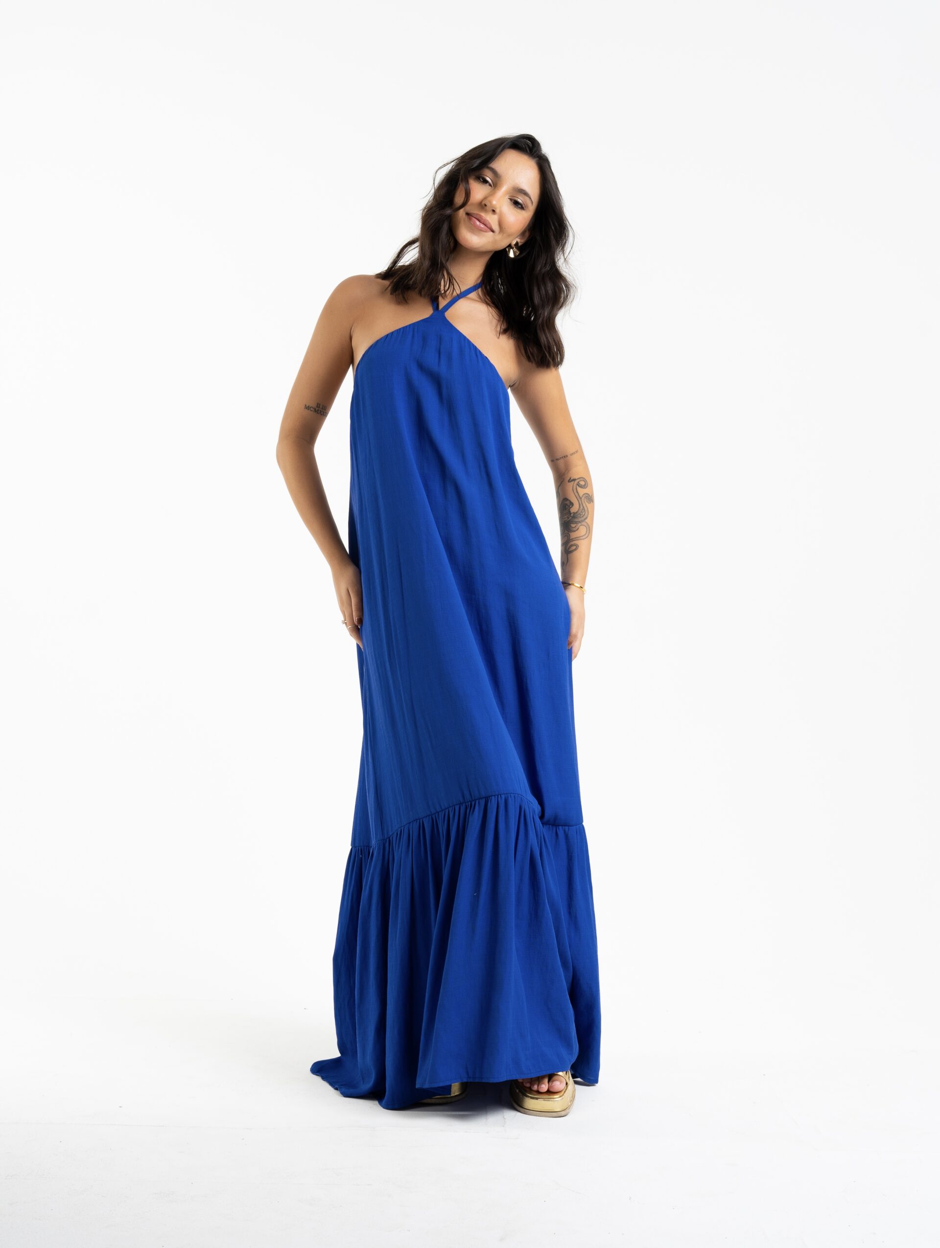 VESTIDO NATH LONGO AZUL ROYAL