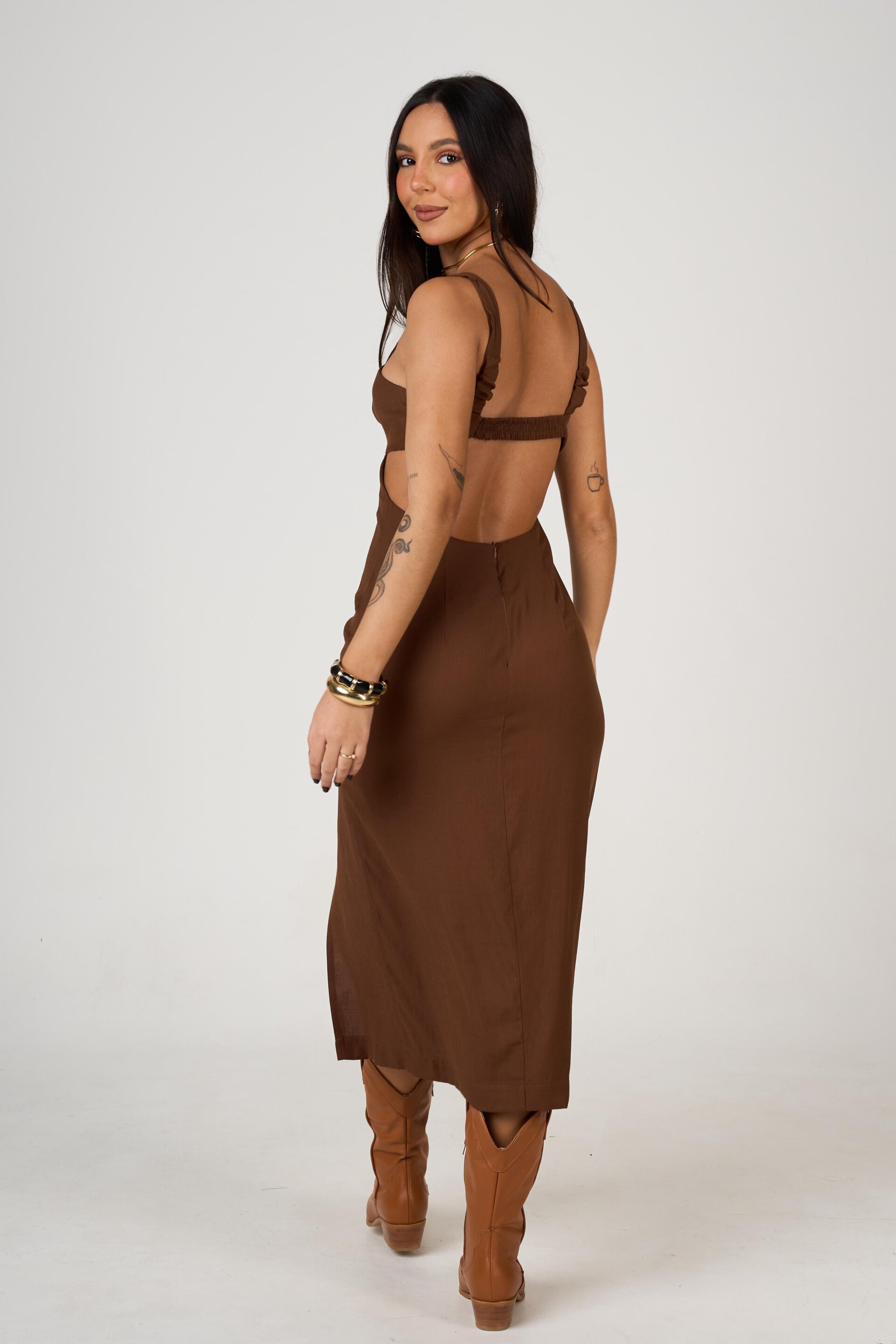 VESTIDO MIDI PAULA MARROM - Imagem 4