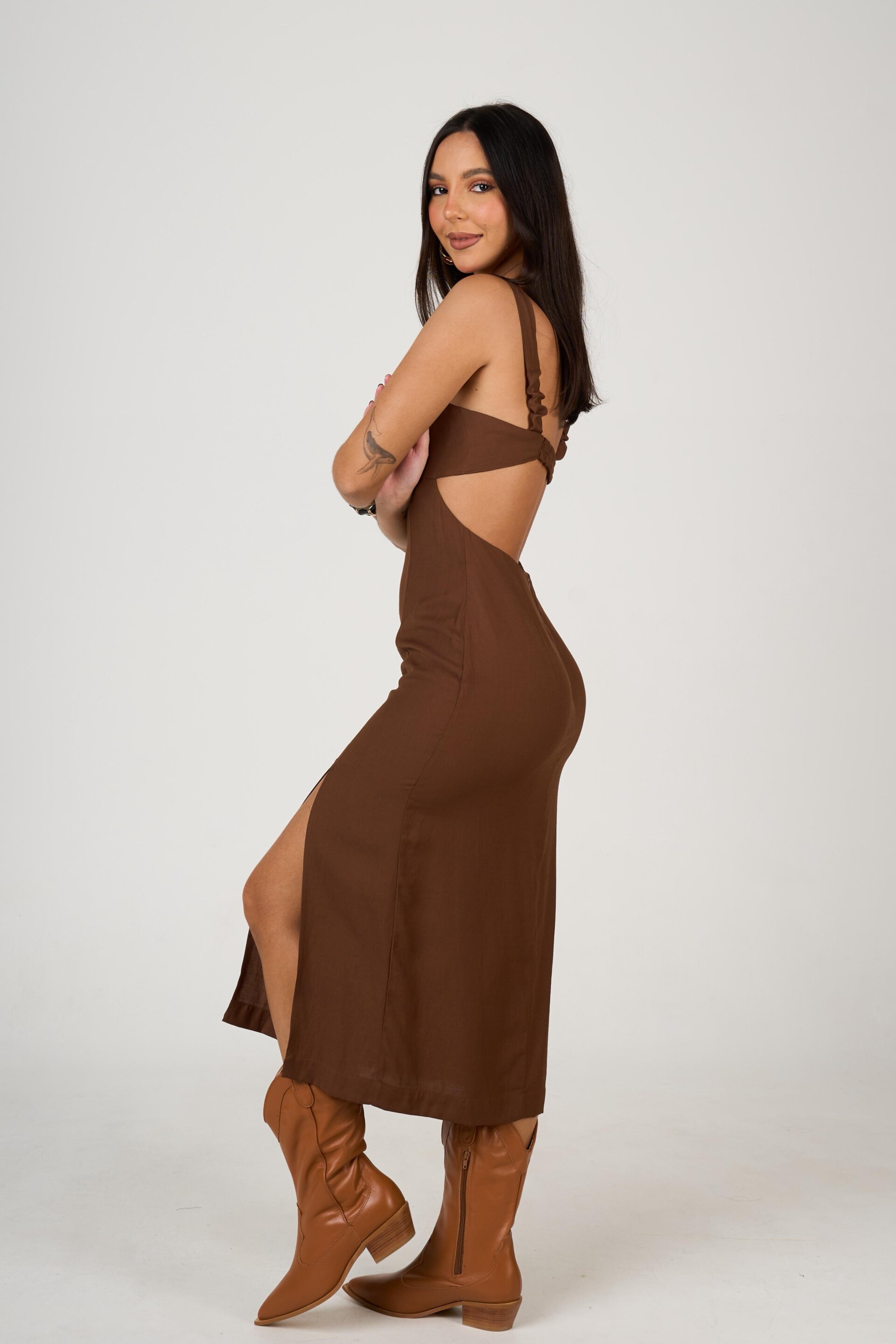 VESTIDO MIDI PAULA MARROM - Imagem 3