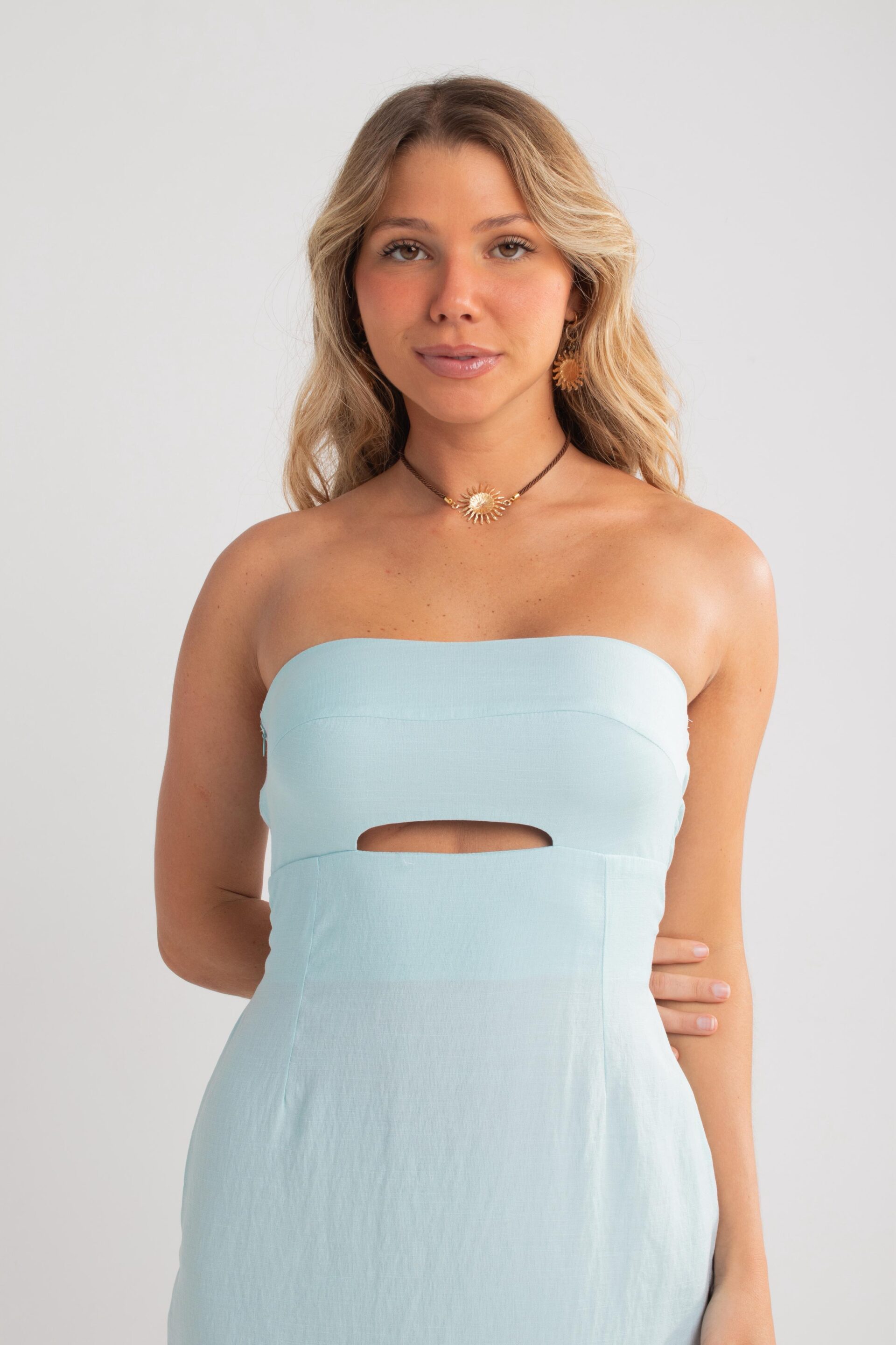 Alternative view of VESTIDO MIDI ELIZA AZUL BEBÊ