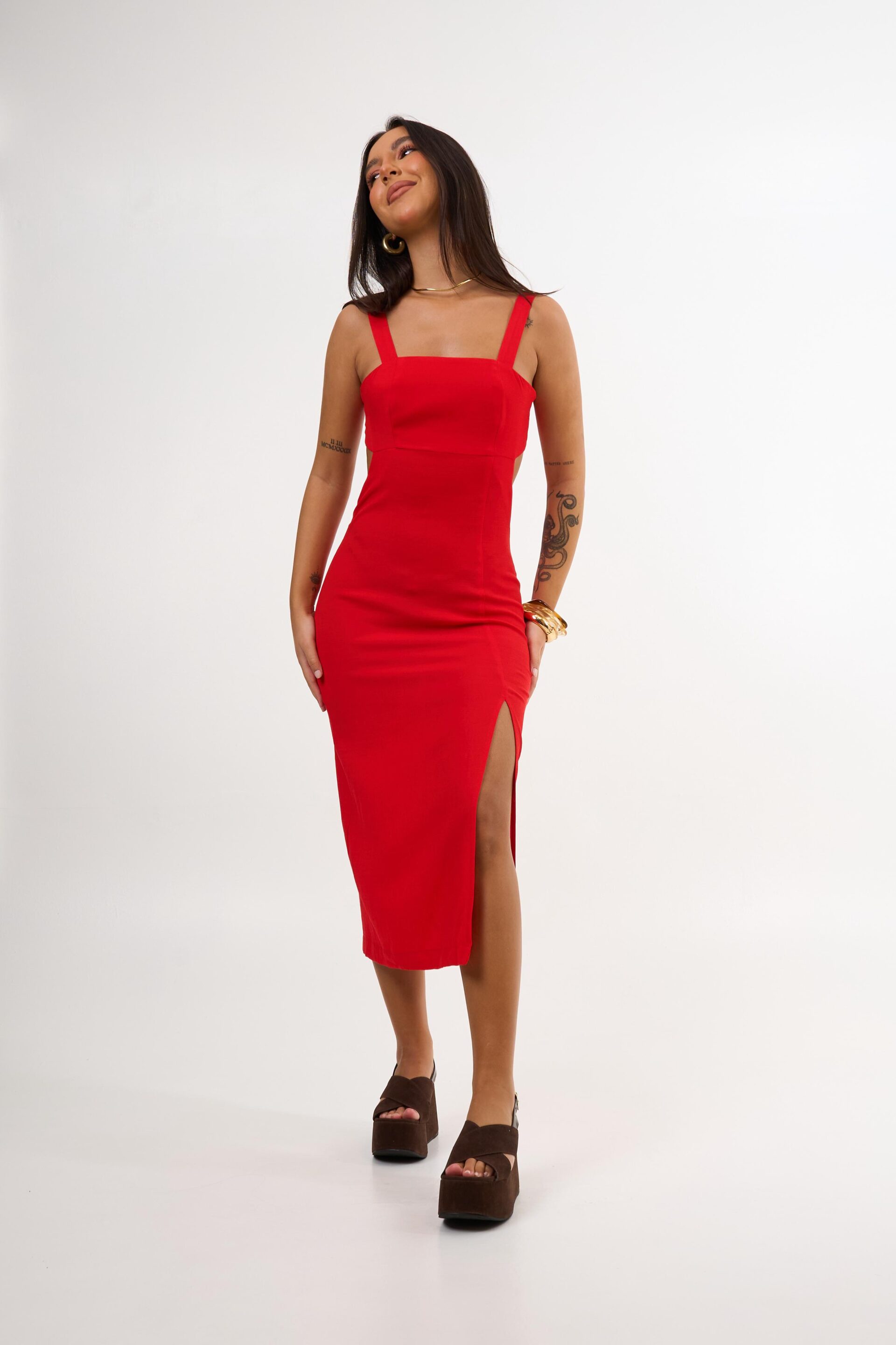 VESTIDO MIDI PAULA VERMELHO