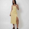 VESTIDO MIDI PAULA AMARELO MANTEIGA