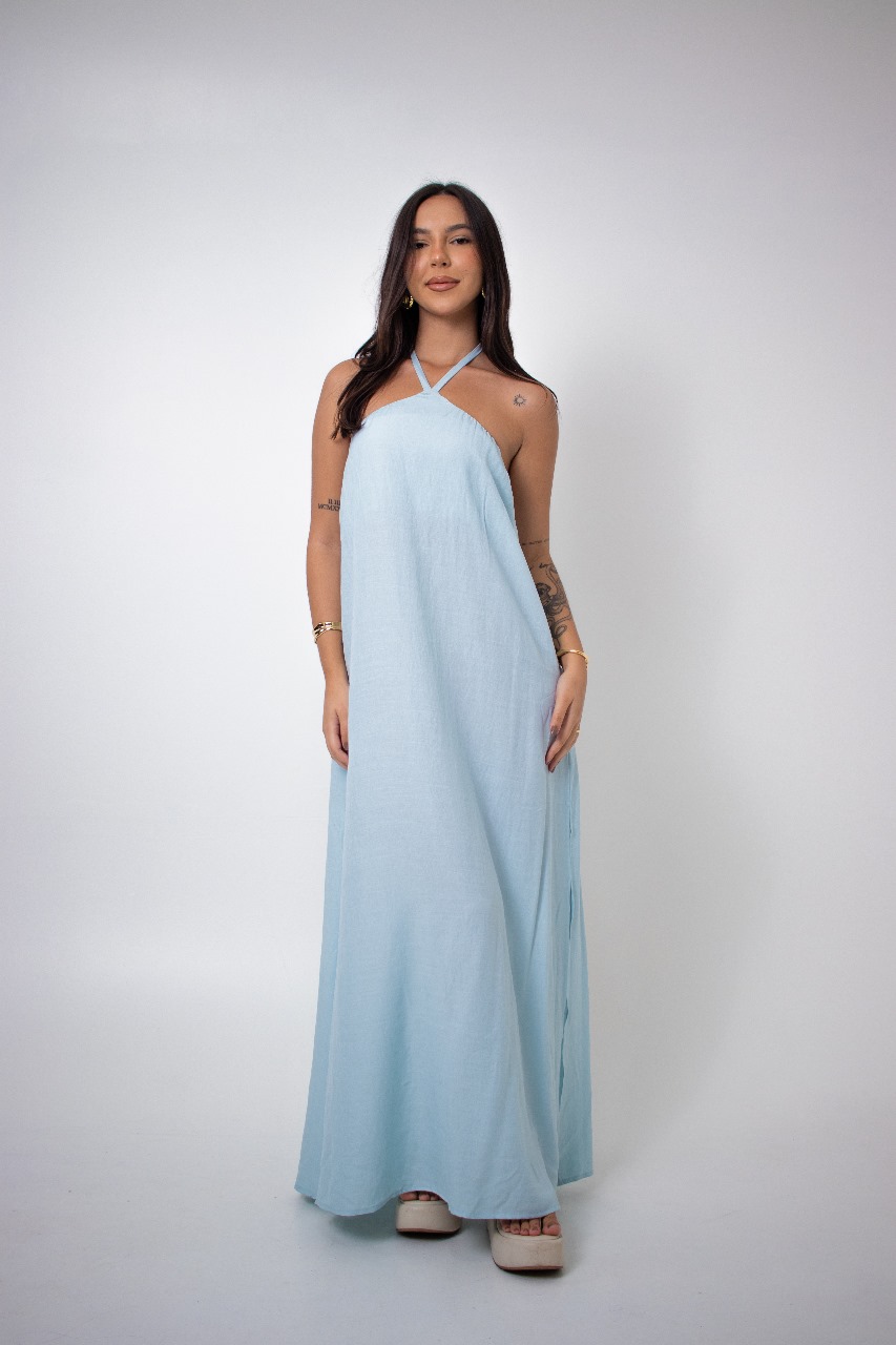 VESTIDO NATH LONGO AZUL BEBÊ