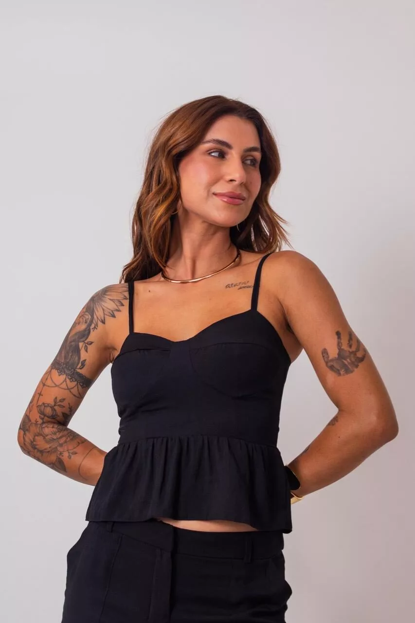 BLUSA MEIA TAÇA PRETO