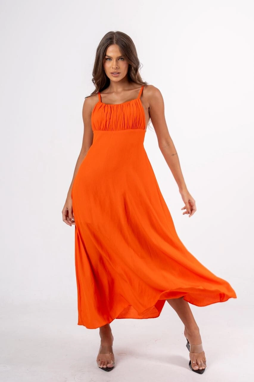 Alternative view of VESTIDO MIDI TAISSA LARANJA