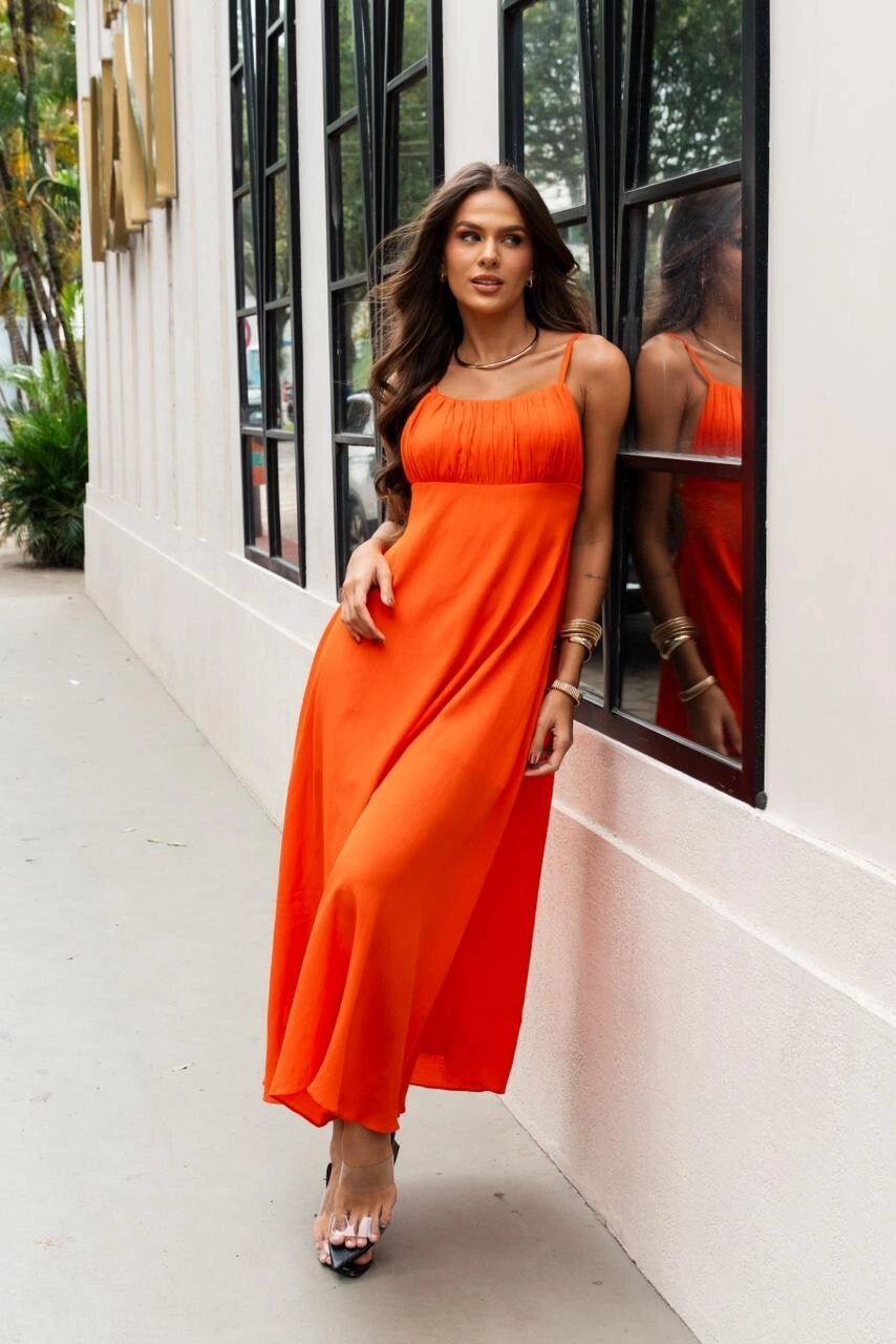 VESTIDO MIDI TAISSA LARANJA