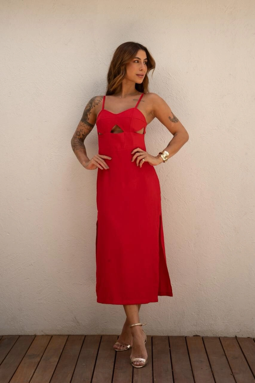 VESTIDO MIDI CINDY VERMELHO