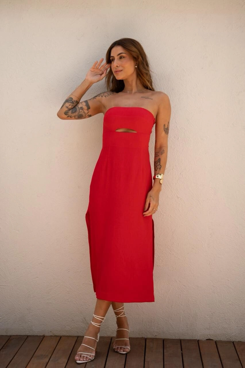 VESTIDO MIDI ELIZA VERMELHO