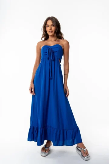 VESTIDO LONGO FIORELLA  AZUL BIC