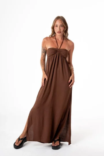 VESTIDO LONGO RAISSA MARROM