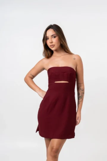 VESTIDO CURTO ELIZA VINHO