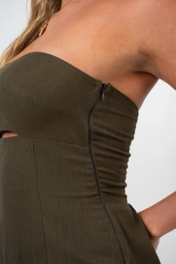 Alternative view of VESTIDO CURTO ELIZA VERDE OLIVA