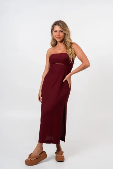 VESTIDO MIDI ELIZA VINHO