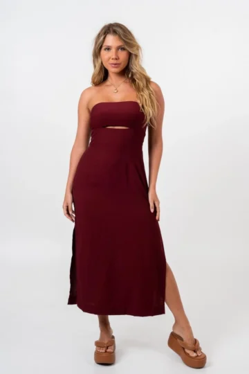 Alternative view of VESTIDO MIDI ELIZA VINHO