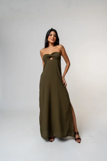 VESTIDO LONGO DUDA VERDE OLIVA