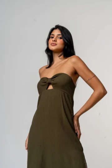 Alternative view of VESTIDO LONGO DUDA VERDE OLIVA