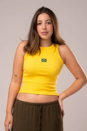 REGATA TRADICIONAL BANDEIRA BRASIL AMARELO